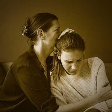 Mother and teenage daughter sq color